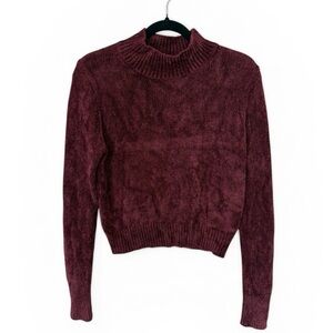 Aritzia Wilfred - Chenille Burgundy Turtleneck Crop Sweater - Sz M